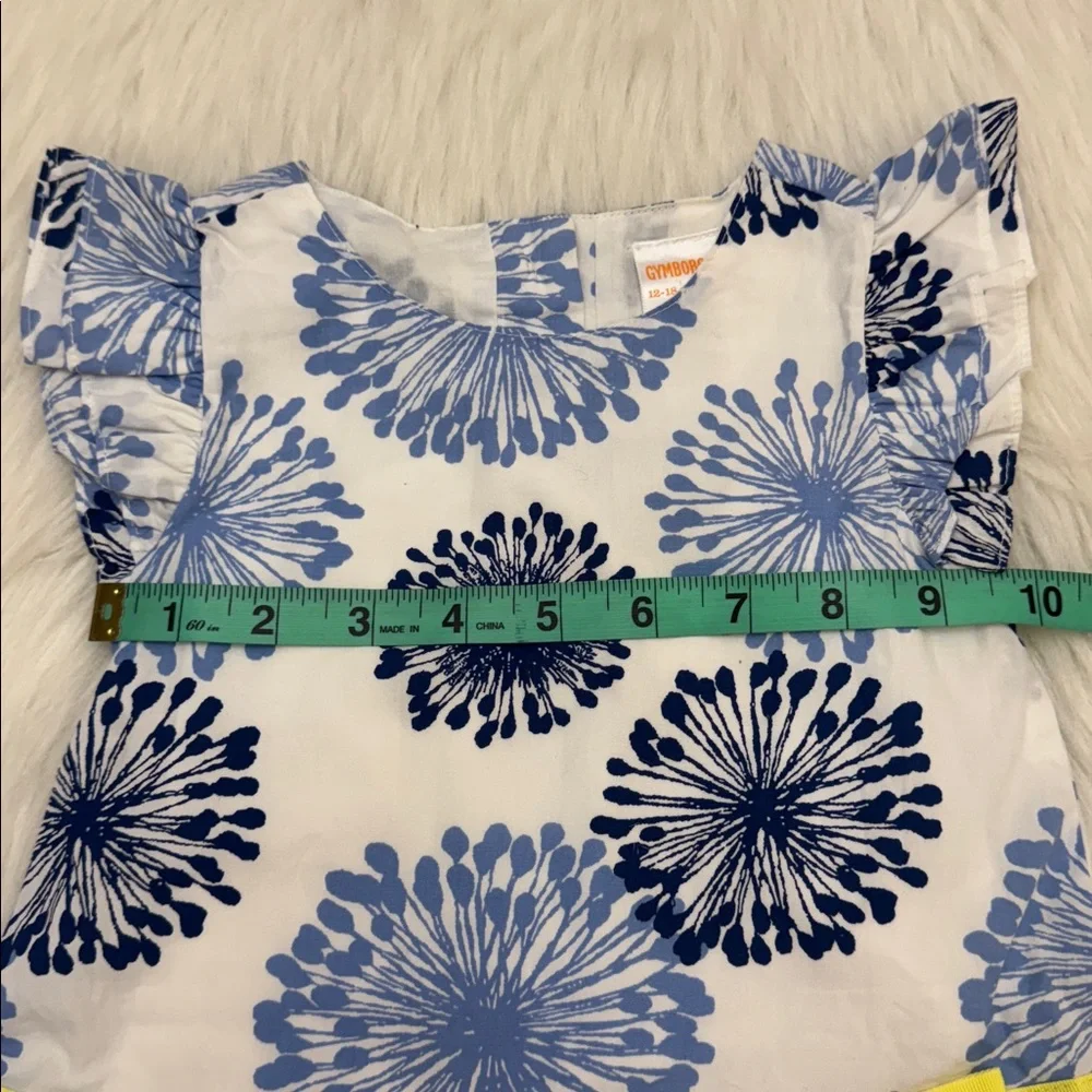 Gymboree Girls Pocketful Sunshine Dandelion Toddler Dress Blue & White 12-18M